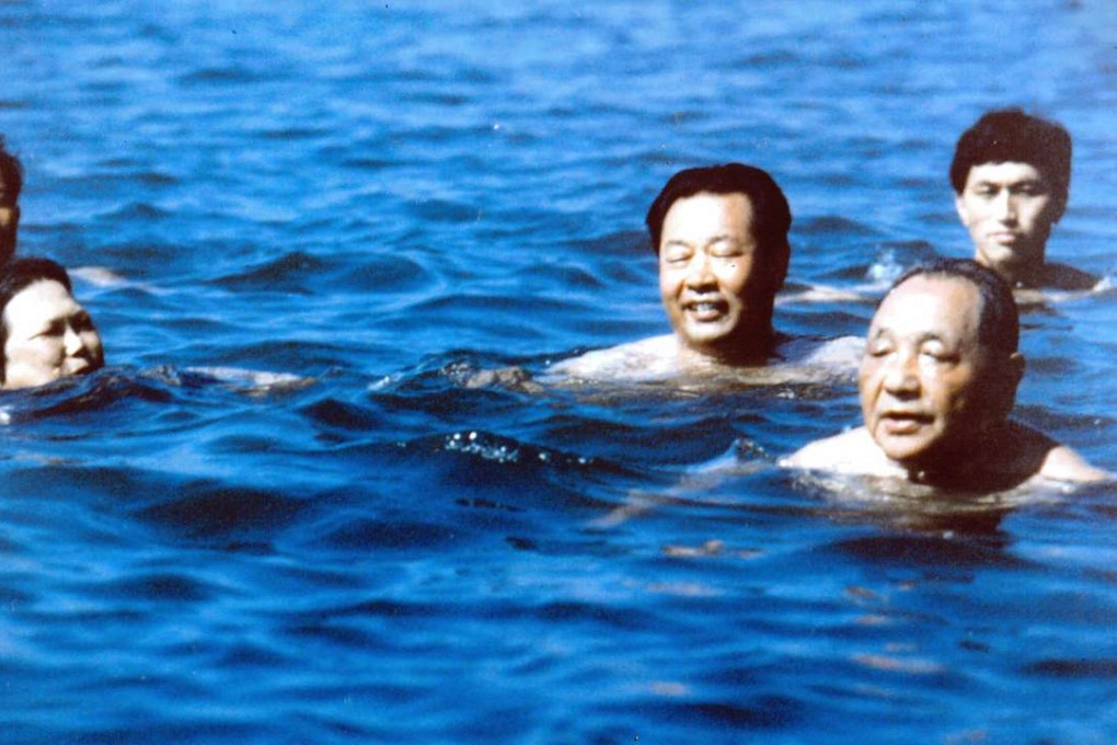 Deng Xiaoping, right, swims at Beidaihe, a summer resort in Hebei province, in July 1987. Photo: Xinhua
