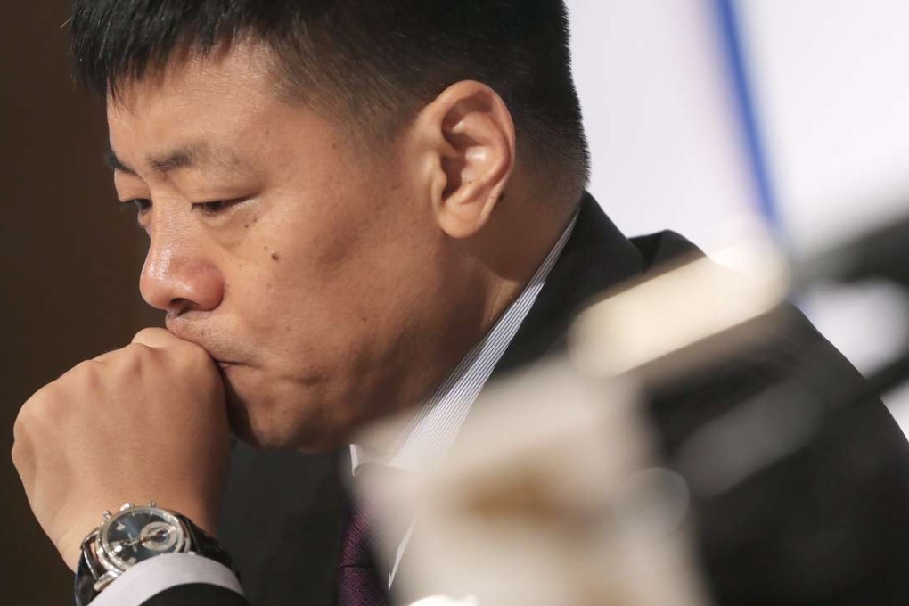 Zhang Bo, chief executive of China Hongqiao Group, at the company’s 2016 interim results announcement in Admiralty on Monday. Photo: Paul Yeung