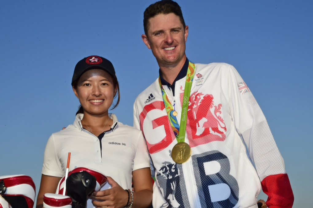 Hong Kong Ladies Open winner Tiffany Chan in Rio with Hong Kong Open champion Justin Rose who is now the new Olympic champion. Photo: SCMP picture