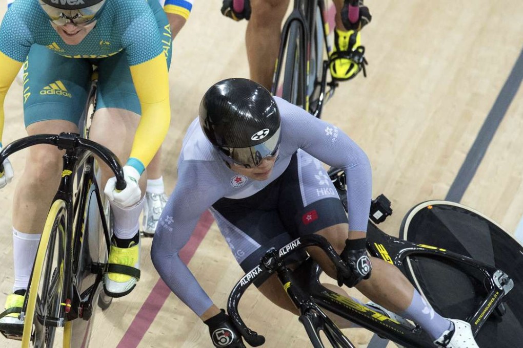 Sarah Lee crashes out of the keirin semi-finals at the Rio Olympic Velodrome. Photo: The Canadian Press via AP