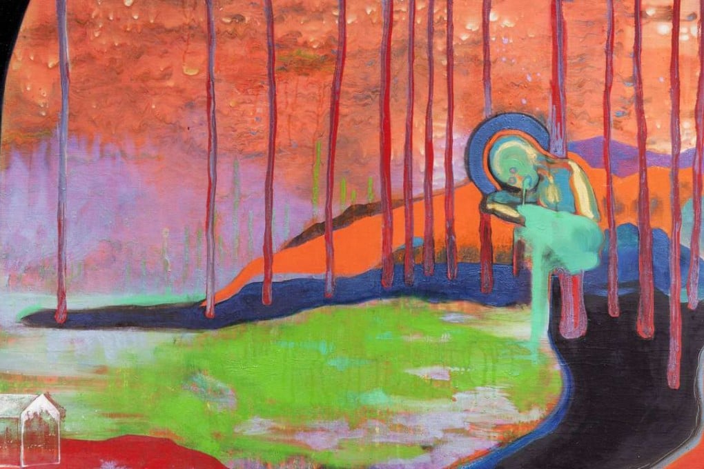 Hilarie Hon’s painting Hoc Est Simplicisismus, a work inspired by Gabriel Garcia Marquez’s novel One Hundred Years of Solitude. Photo: Courtesy of Gallery Exit and Hilarie Hon