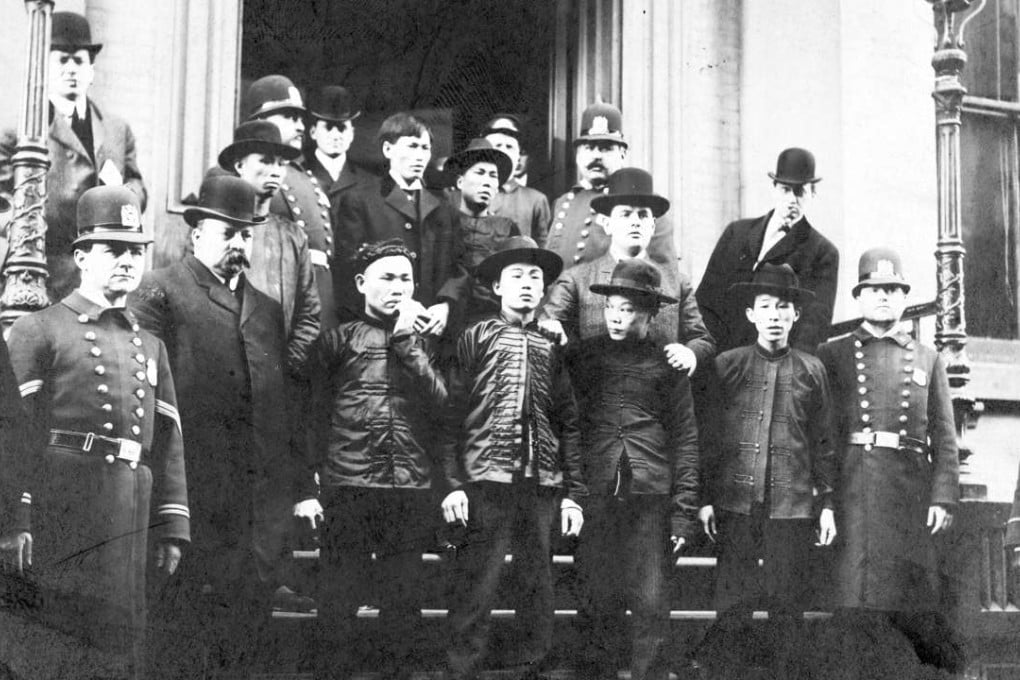 Chinese gangsters under arrest in New York, in the 1900s.