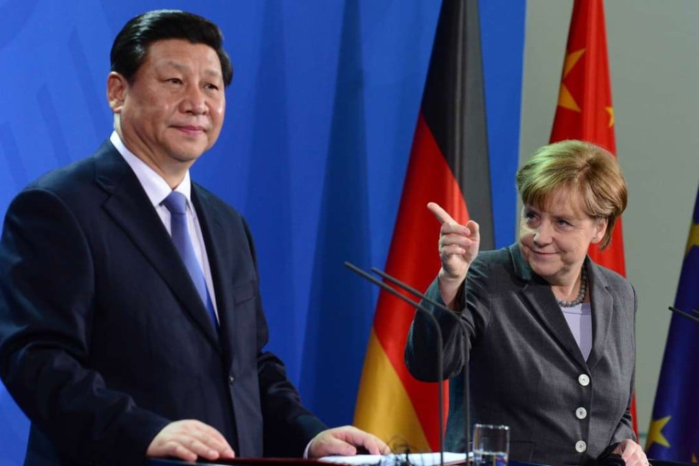President Xi Jinping and German Chancellor Angela Merkel at a press conference in Berlin in March 2014. Photo: AFP