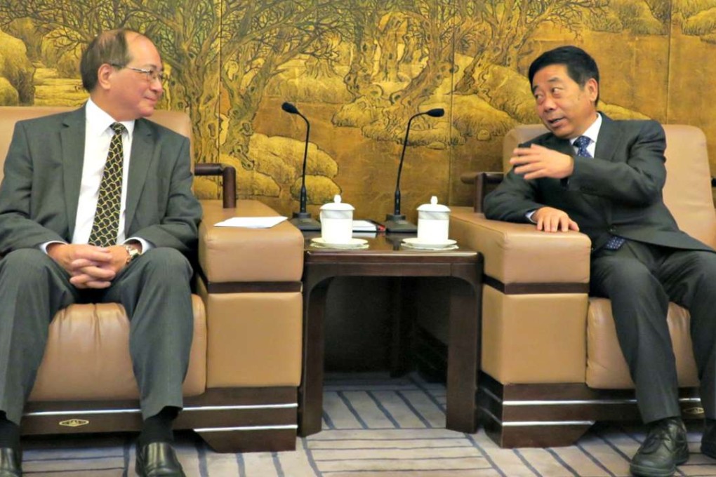 The Secretary for Education Eddie Ng Hak-kim (left) met with the Minister of Education Chen Baosheng in Beijing. Photo: SCMP Pictures.