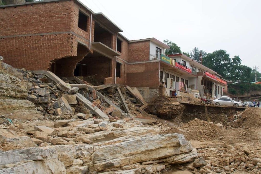 Scenes of destruction can still be seen in Meiliangdian village in Handan’s Wuan city one month after the flood hit. Photo: Tom Wang