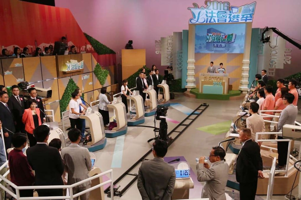 Kowloon West candidates at an RTHK election forum. Photo: Nora Tam