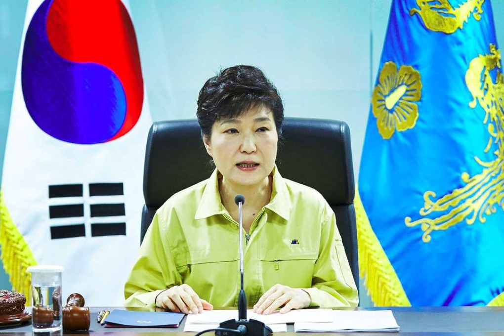 South Korean President Park Geun-Hye speaking at a meeting of the National Security Council at the start of the annual Ulchi Freedom Guardian joint US-South Korea military exercises. Photo: AFP