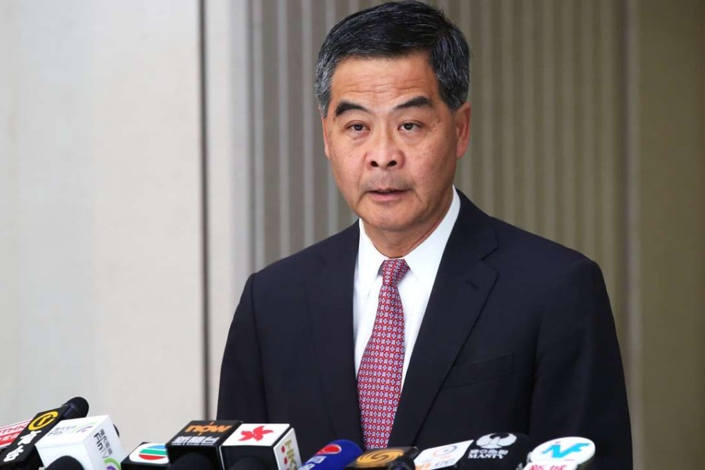 Chief Executive Leung Chun-ying speaking to the press before the Exco meeting. Photo: Edward Wong