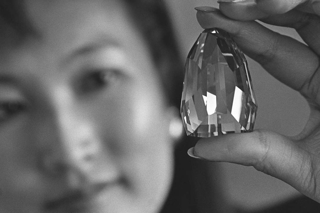 A 407.48-carat diamond on display at Christie’s in Hong Kong, in 1988. Picture: SCMP