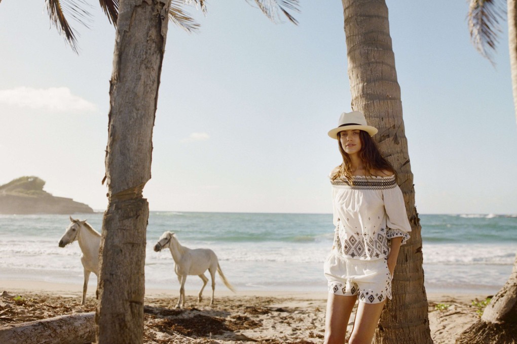 Off-the-shoulder embroidered top (HK$2,893) and silk and cotton-blend shorts (HK$1,625) by Rachel Zoe from Net-A-Porter.com.