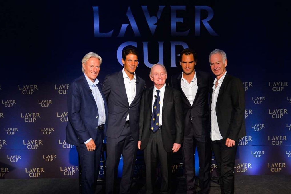 Bjorn Borg, Rafael Nadal, Rod Laver, Roger Federer and John McEnroe at the Laver Cup launch. Photo: AFP