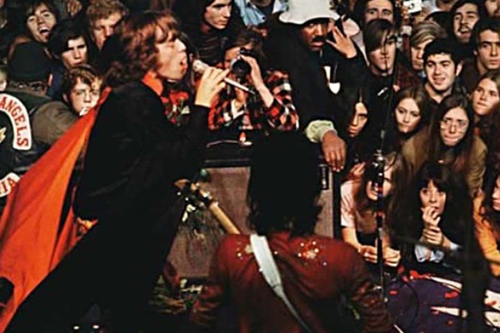 Mick Jagger at Altamont, a chaotic and badly run free festival that ended in death.