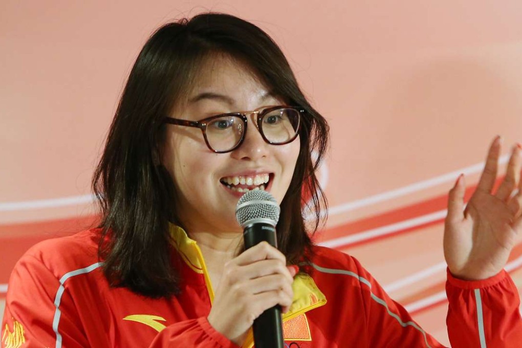 Swimmer Fu Yuanhui charms at the press meet. Photo: Dickson Lee