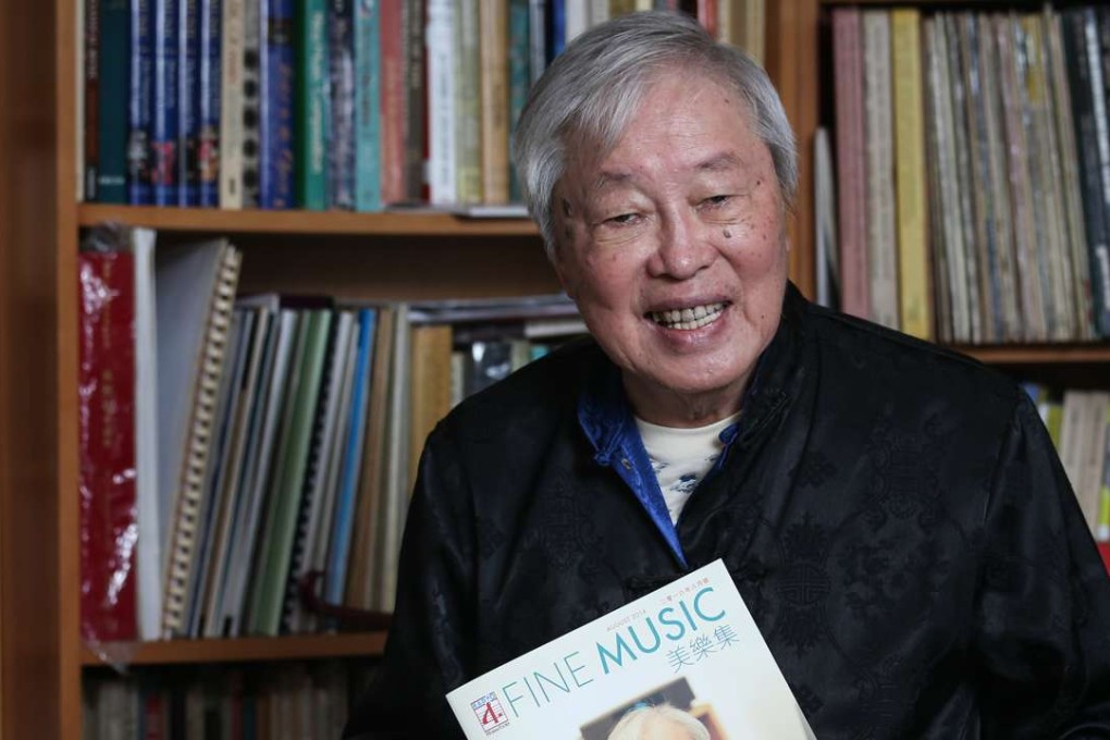 Composer Doming Lam Ngok-pui who turns 90, poses for a photograph in Tai Koois an advocate of defending the intellectual rights of musicians, founding CASH, which stands for Composers and Authors Society of Hong Kong, in 1977. 23AUG16 SCMP /Photo: K. Y. Cheng
