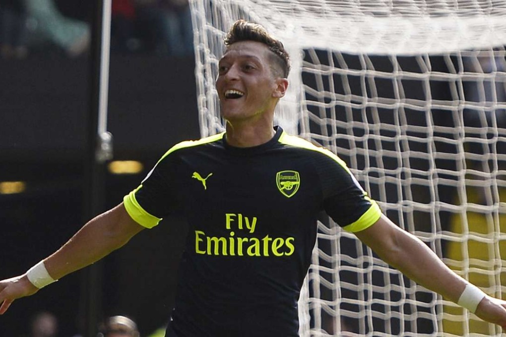 Arsenal's Mesut Ozil celebrates scoring against Watford. Photo: Reuters