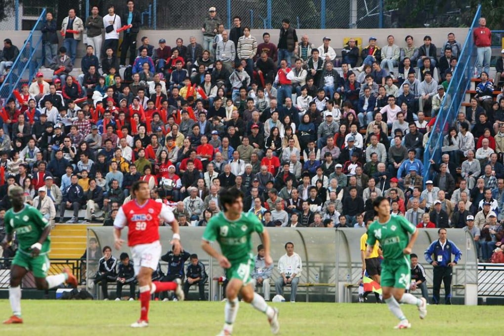 Fans crowd a stand at the Mong Kok Stadium. Picture: SCMP
