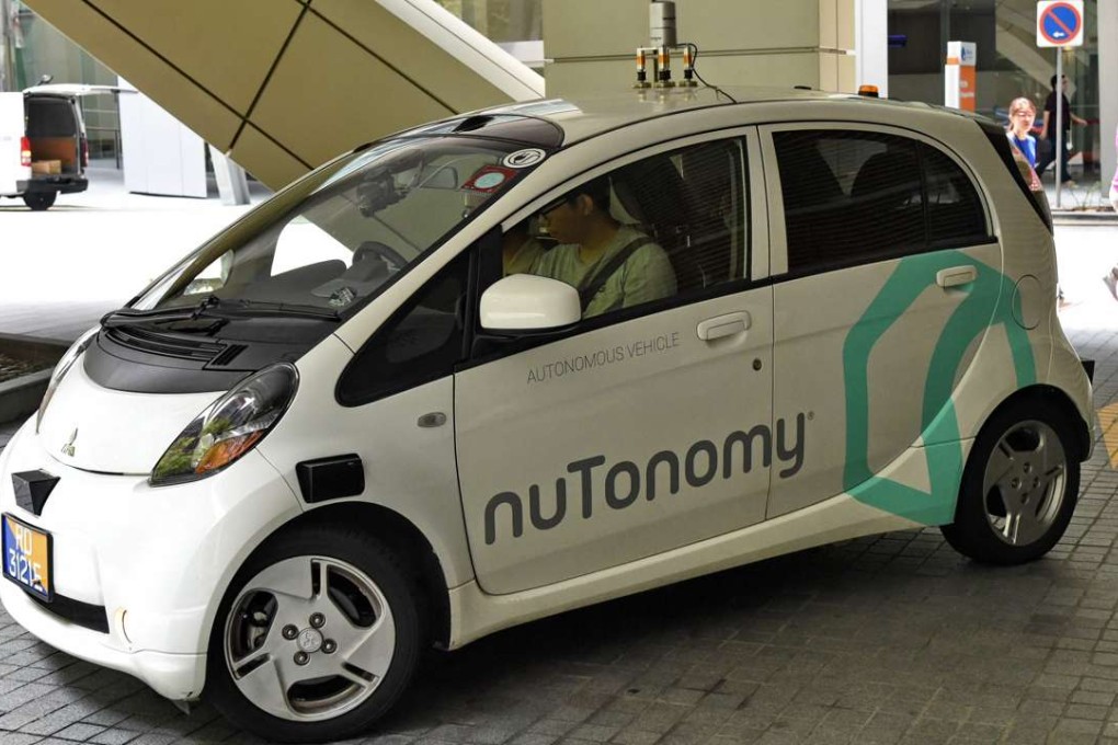 A driverless taxi in Singapore, where the world’s first public trial of autonomous driving technology was launched last week. Photo: AFP