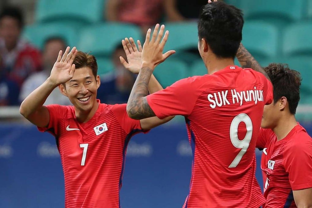 South Korea’s Son Heung-min (left) at the 2016 Olympic Games. Photo: Reuters