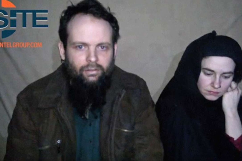 This undated image from video provided by SITE Intel Group, shows Canadian Joshua Boyle and American Caitlan Coleman, who were kidnapped in Afghanistan in 2012. Photo: AP