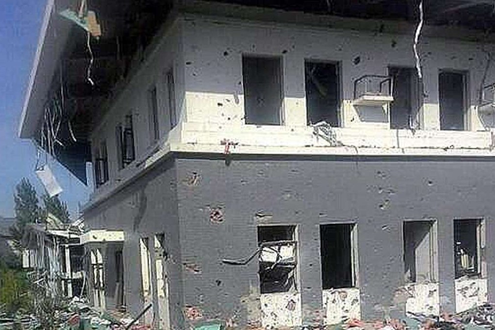 The Chinese embassy in Bishkek was damaged by a terrorist attack on Tuesday. Photo: EPA