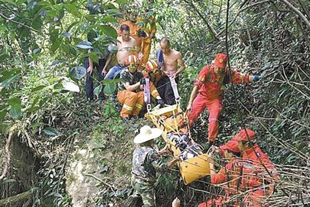 The steep terrain made the rescue difficult. Photo: SCMP Pictures