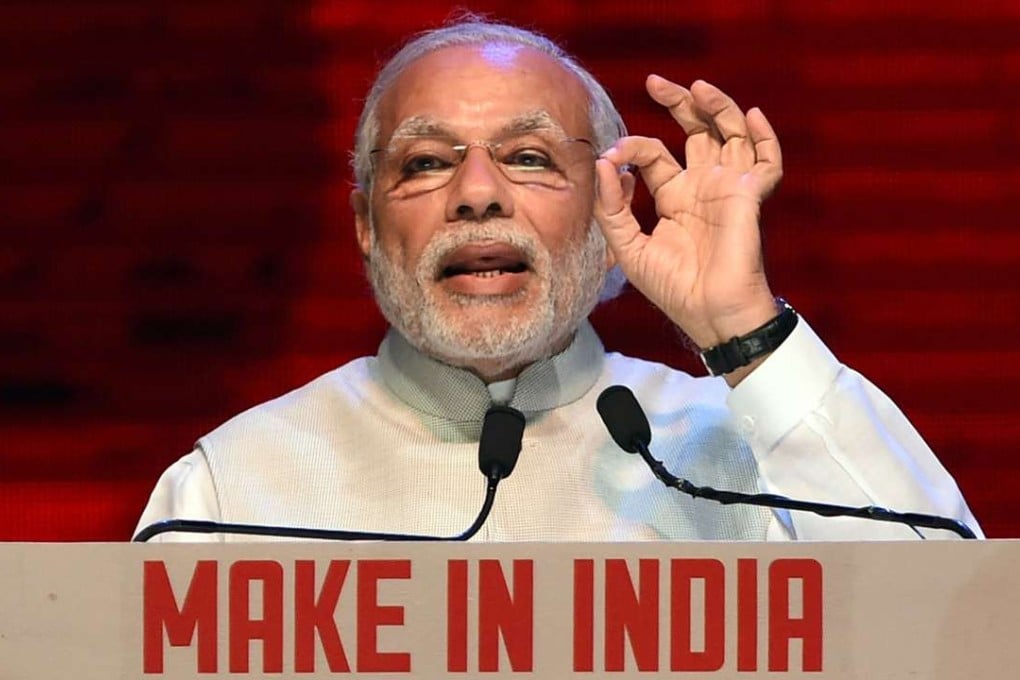 Indian Prime Minister Narendra Modi speaks at the 'Make in India Week' in Mumbai. Photo: AFP
