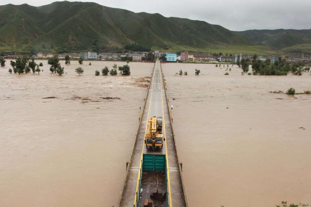 The flooded Tumen River, a cross-border river, in northeast China's Jilin Province. Photo: Xinhua