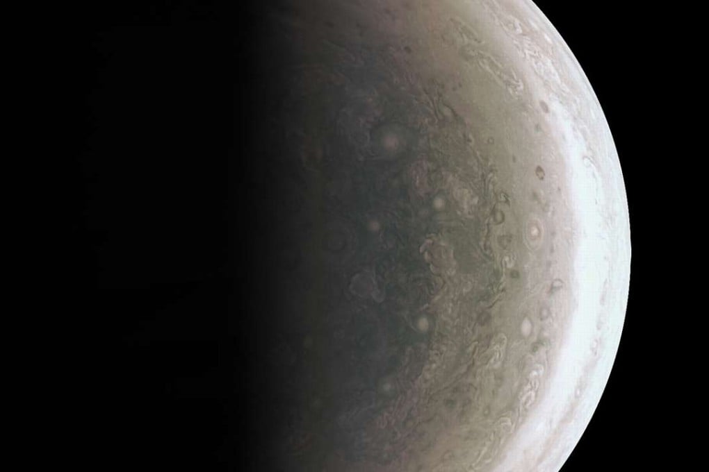 Jupiter's south pole, seen when the Juno spacecraft was about 94,500km away. Photo: AP