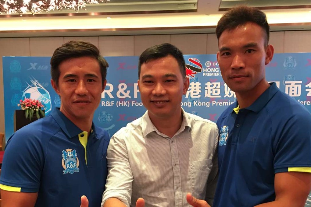 Guangzhou R&F assistant coach Leung Chi-wing, vice-president Hwang Shenghua and coach Li Zhihai. Photos: SCMP Pictures