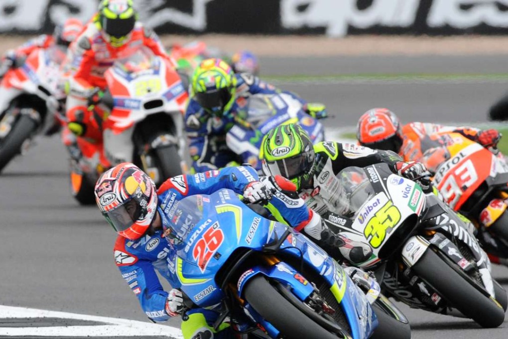 Spain's Maverick Vinales leads from the start of the British MotoGP at Silverstone. Photo: AP