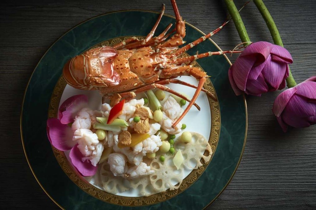 Sautéed lobster with lotus seed and lotus root at Golden Bauhinia Cantonese restaurant in Wan Chai.