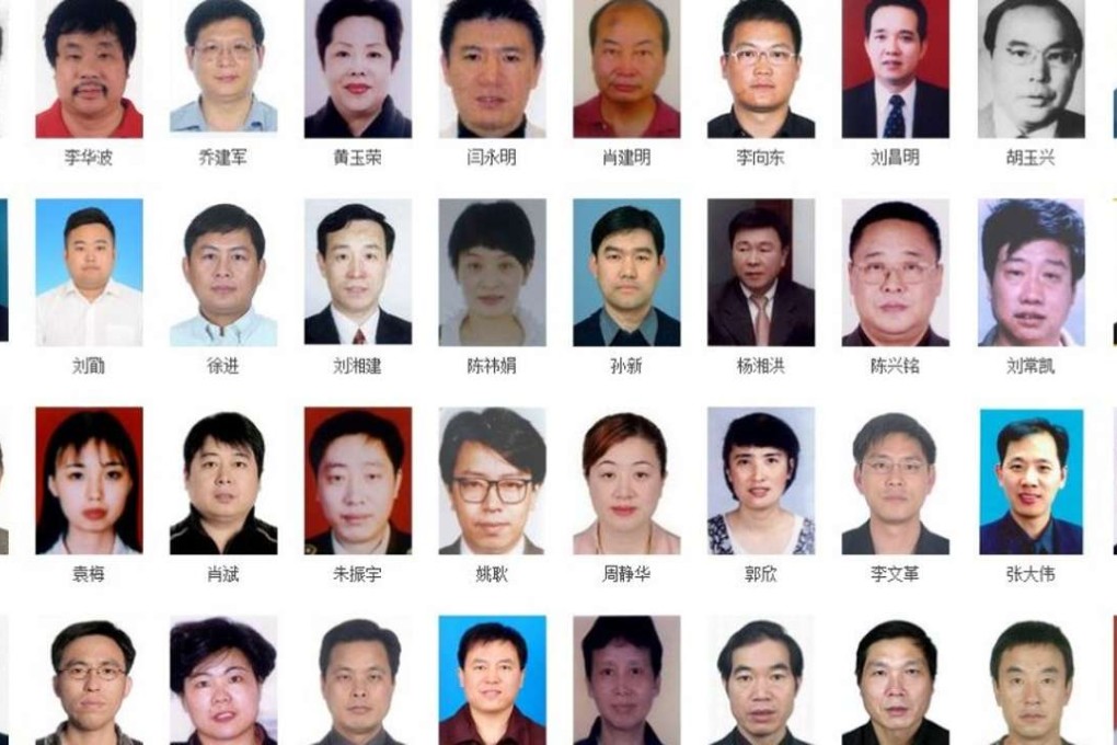 Some of the suspects on China’s list of 100 most wanted corruption suspects. Photo: SCMP Pictures