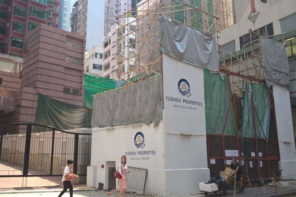 Construction work at Yuzhou Properties’ 27-storey luxury residential project in the prime West Mid-Levels area of Hong Kong. Photo: SCMP Handout