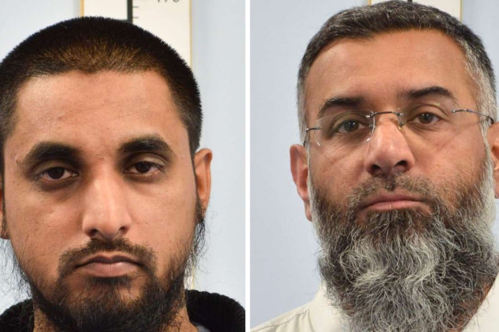 British Muslim cleric Anjem Choudary (right) and co-defendant Mizanur Rahman posing for custody photographs after their arrest in London. Photo: AFP