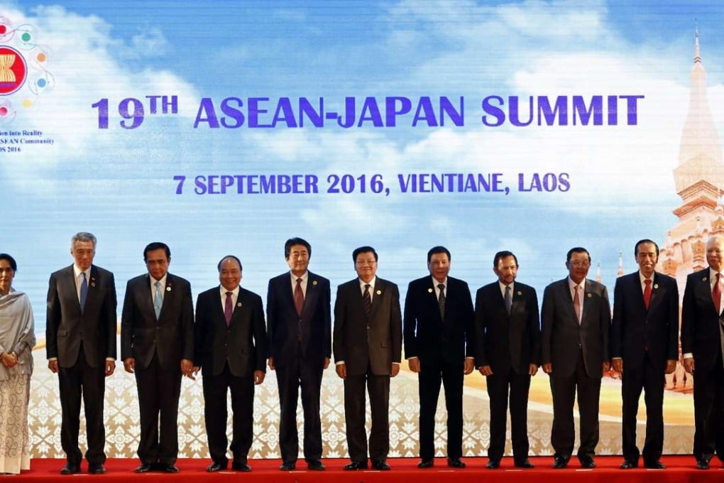 Asean officials and leaders pictured at the group’s meeting in Laos this week. Its members are involved with other nations from Asia and Australasia in the new trade pact negotiations. Photo:EPA