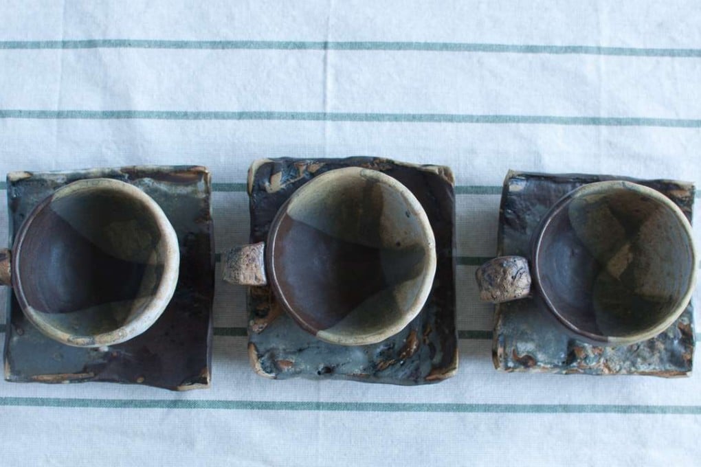 Coffee cups and saucers made by architect and hobby potter Calvin Chan. Photo: Calvin Chan