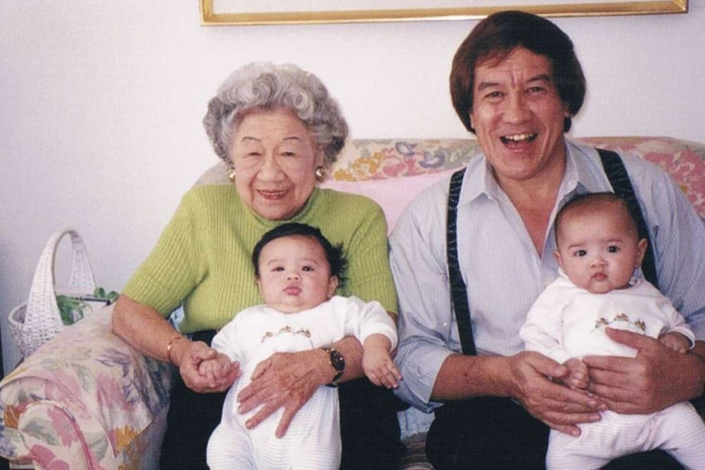 Ian Gill and his mother ‘Billie’ hold the author’s children Sabrina and Brian – named after his half-brother who died in wartime Hong Kong – in 1999. Photo: Courtesy of Ian Gill