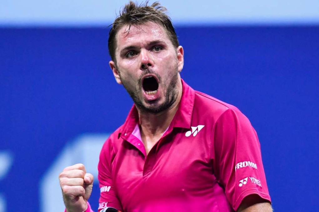 Stan Wawrinka celebrates a point against Juan Martin del Potro. Photo: AFP