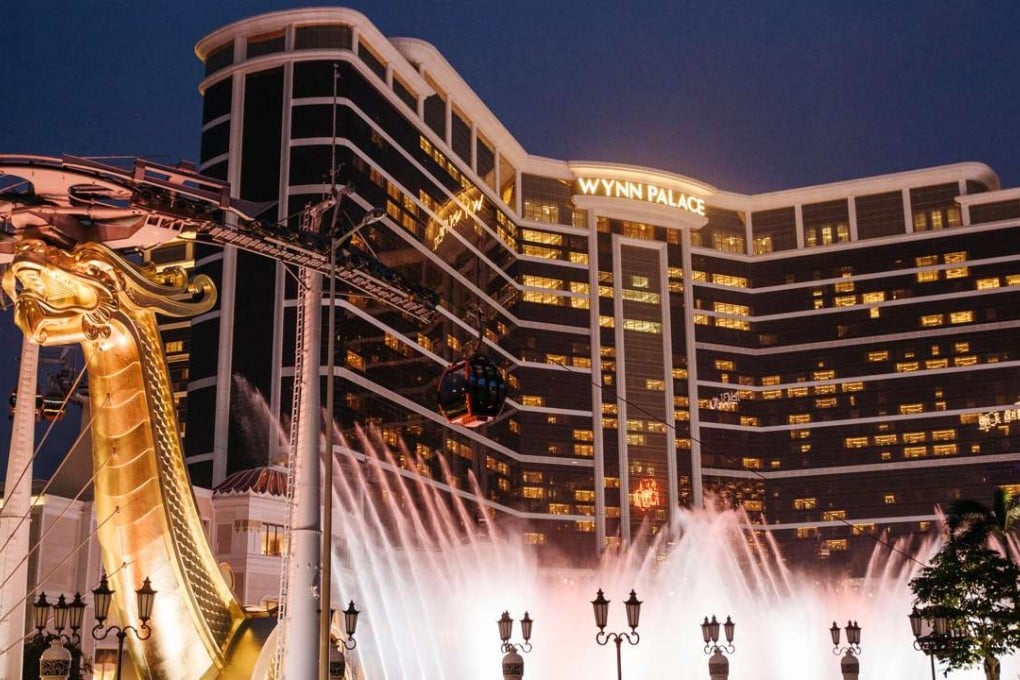 The Wynn Resorts Ltd. Wynn Palace casino resort stands illuminated at night in Macau, China. Photo: Bloomberg