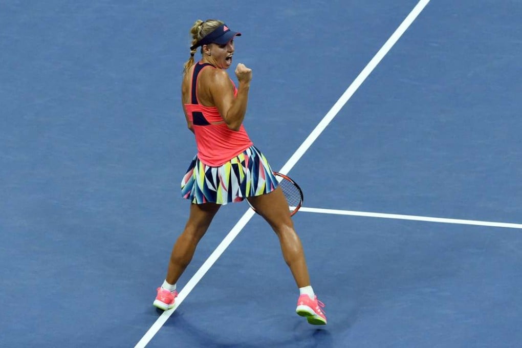 Angelique Kerber of Germany celebrates after defeating Caroline Wozniacki of Denmark in the US Open semi-final. Photo: AFP