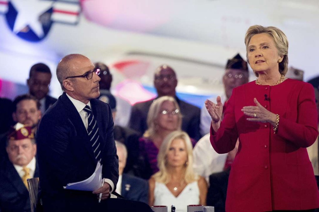 Today show co-host Matt Lauer alongside Democratic presidential candidate Hillary Clinton. Photo: AP