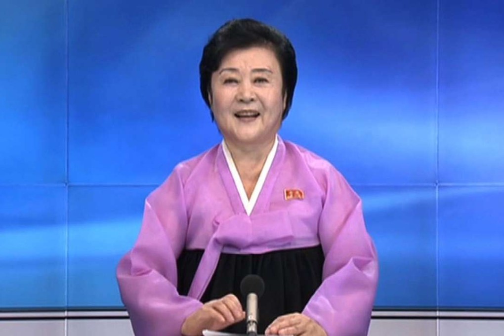 This screen grab shows KCTV presenter Ri Chun-Hee officially announcing that the country successfully tested a nuclear warhead. Photo: AFP