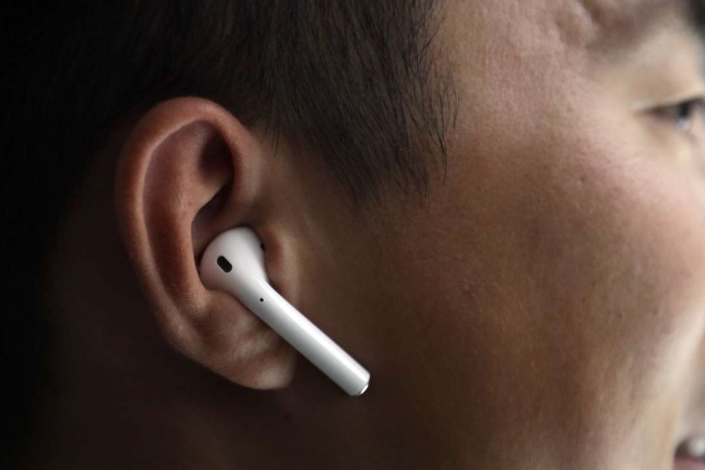 The new Apple AirPods are demonstrated during an event to announce new products on Wednesday in San Francisco. Photo: AP