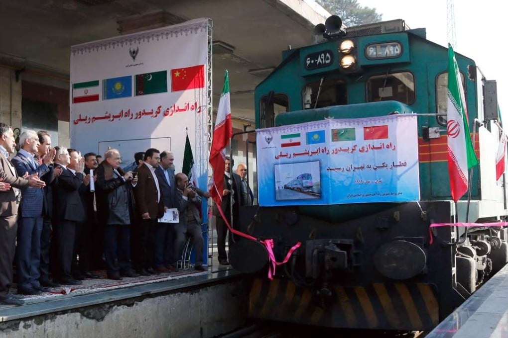 The first Chinese cargo train, to be used following Iran-China joint efforts to revive the Silk Road, arrives in Tehran, Iran, on February 15, 2016. Photo: EPA