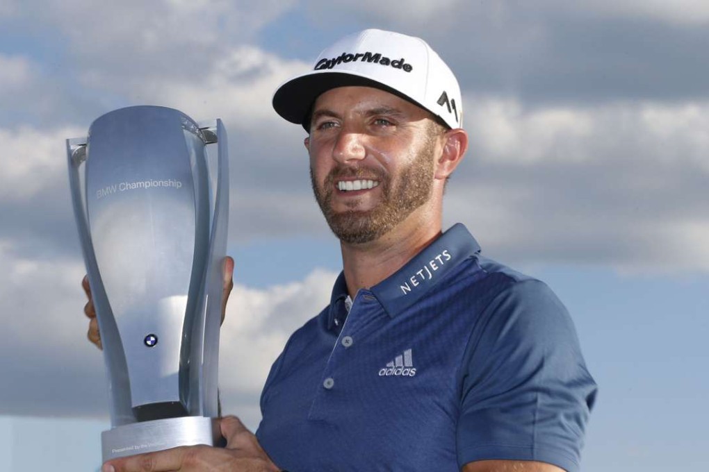 Dustin Johnson poses with the BMW Championship Trophy after winning the BMW Championship at Crooked Stick. Photo: USA Today