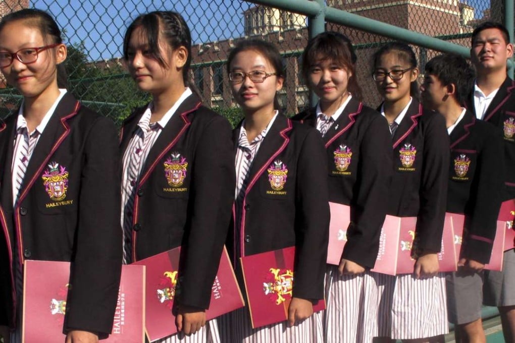 Chinese students prepare for the first day of the academic year at Haileybury College's Chinese campus in Tianjin. Photo: AP