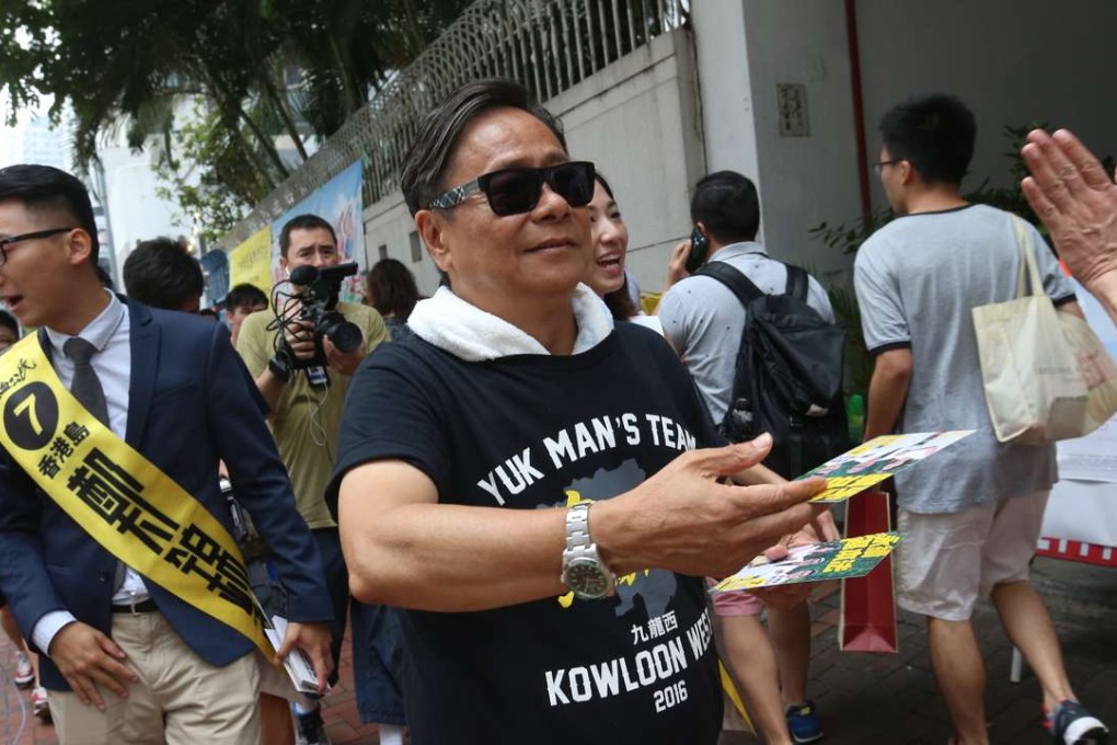 Promises, promises – Wong Yuk-man on the campaign trail ahead of the recent Legislative Council elections. Photo: K. Y. Cheng