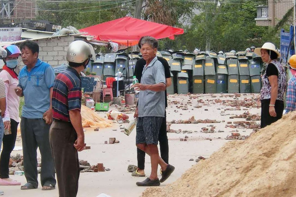 Villagers pictured during Tuesday’s stand-off with riot police. Photo: SCMP Pictures