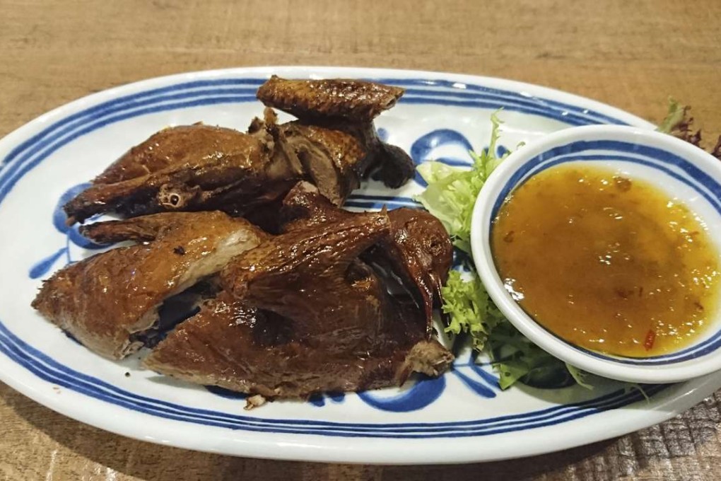 Roast pigeon with apricot sauce. Photos: Elaine Yau