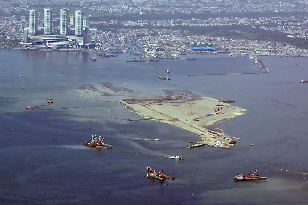 An aerial view of land reclamation in Jakarta Bay. Photo: Reuters